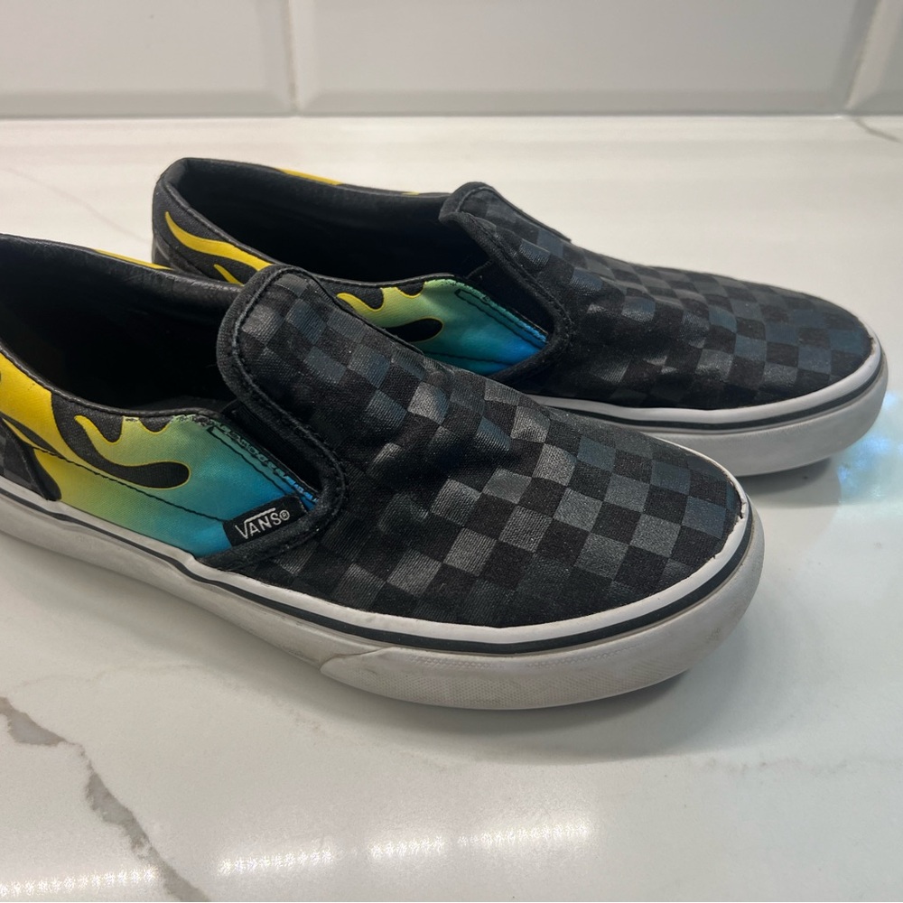 Vans Black and Yellow Slip-On Sneakers